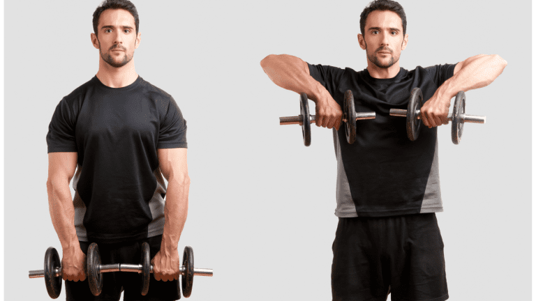 Standing dumbbell upright row
